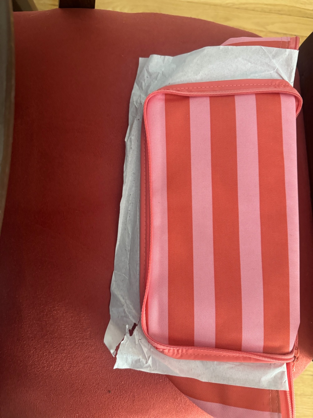 Trader Joes Coral and Pink Striped Insulated Mini Lunch Bag - Picture 2 of 2